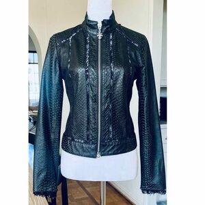 VINTAGE Royal Underground leather jacket with lace inlay and lining size XS